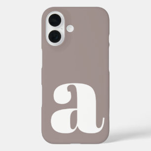 Funda iPhone 16 Inicial monogramado minimalista en Taupe Brown