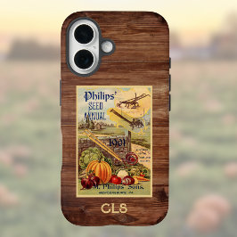Funda iPhone 16 Iniciales de monograma de paquetes de semillas y d