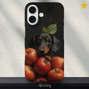 Funda iPhone 16 Iniciales de pintura de manzanas para perros de Da