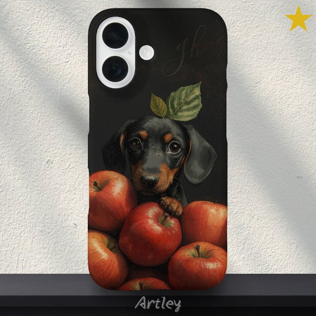 Funda iPhone 16 Iniciales de pintura de manzanas para perros de Da (Subido por el creador)