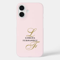 Iniciales Rosa Pastel Minimalista Caligrafía Dorad