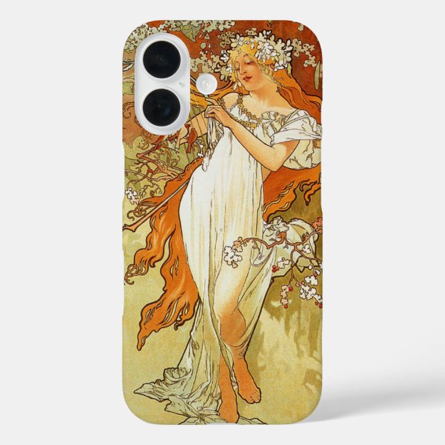 Funda iPhone 16 Inspiración del Art Nouveau a la primavera (Reverso )