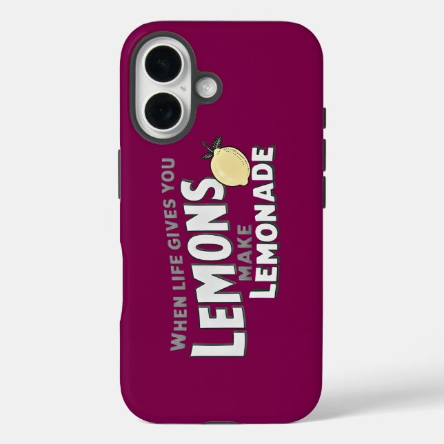 Funda iPhone 16 Inspirational Life Lemons Lemonade Tough Phone Cas (Reverso )