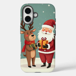 Funda iPhone 16 Intercambio de regalos de Santa y Rudolph