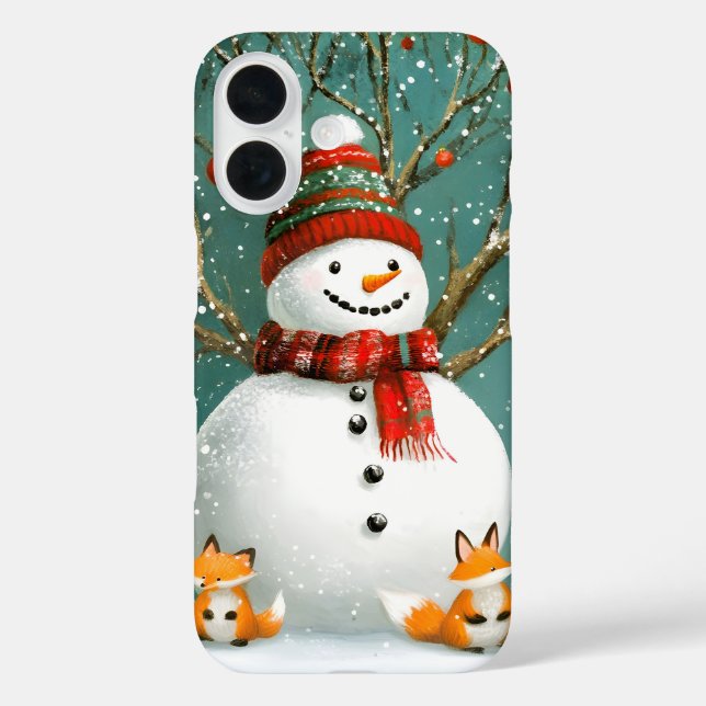 Funda iPhone 16 Invierno escarpado Snowman Fox Wonderland (Reverso )