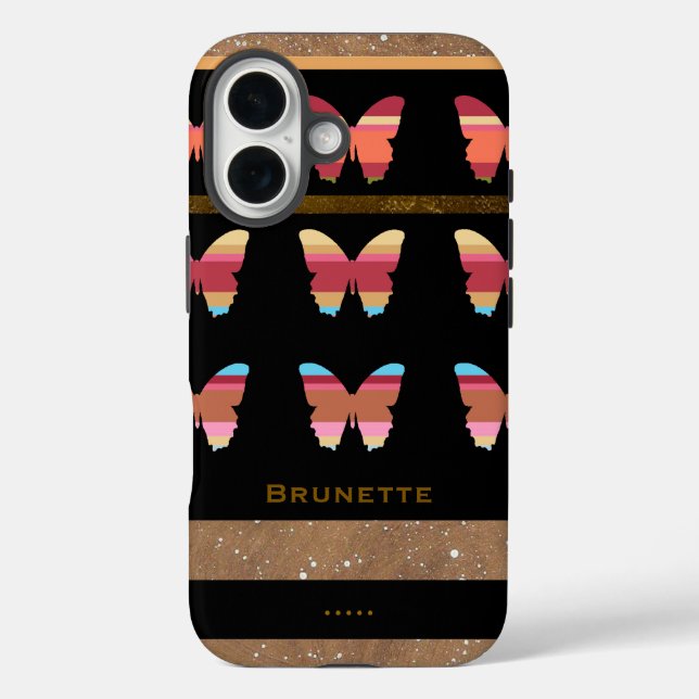 Funda iPhone 16 iPhone 7 con mariposas rayadas (Reverso )