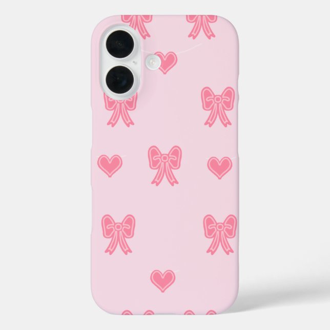 Funda iPhone 16 iPhone / iPad case Cute Pink Bows and Hearts Coque (Reverso )