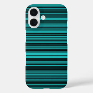 Funda iPhone 16 iPhone Rayas Negras Turquesa