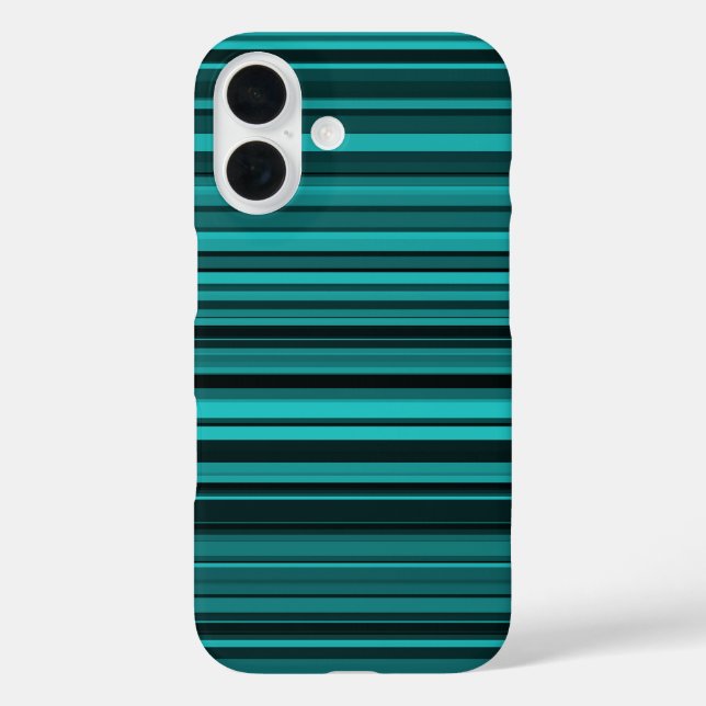 Funda iPhone 16 iPhone Rayas Negras Turquesa (Reverso )