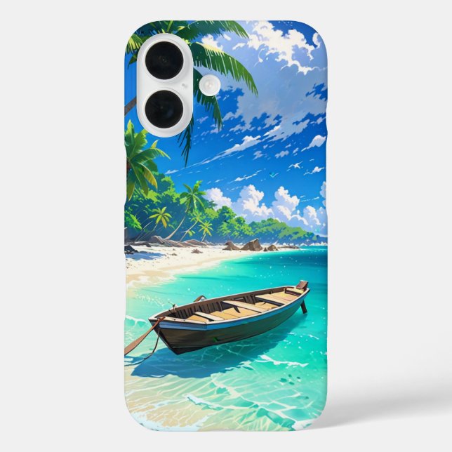 Funda iPhone 16 Isla Tropical Tranquila de Anime (Reverso )