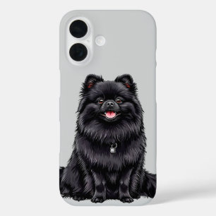 Funda iPhone 16 Japanese Spitz Perro Negro Cachorro Lindo Amante d