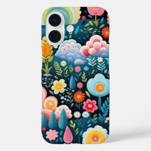 Funda iPhone 16 Jardín de Arcoíris Caprichoso Patrón de Fantasía F
