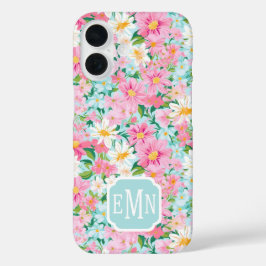 Funda iPhone 16 Jardín de Flores Coloridas Monogramado