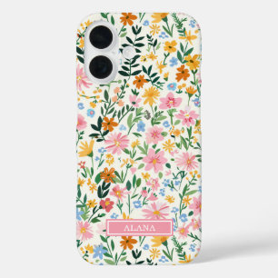 Funda iPhone 16 Jardín de flores monogramado tonto
