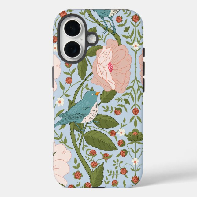Funda iPhone 16 Jardín de flores Moris William Floral Bird Botánic (Reverso )