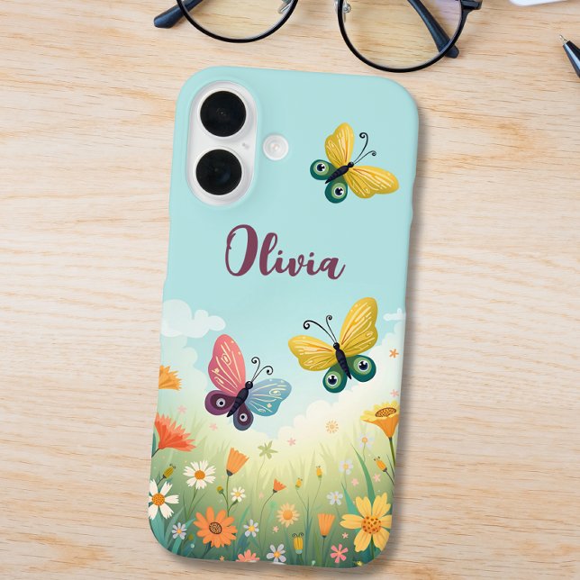 Funda iPhone 16 Jardín de mariposas pastel caprichoso (Subido por el creador)