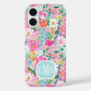 Funda iPhone 16 Jardín Monogramado Colorido