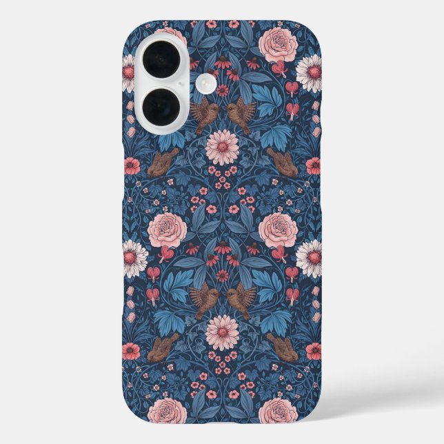 Funda iPhone 16 Jardín salvaje en azul (Reverso )