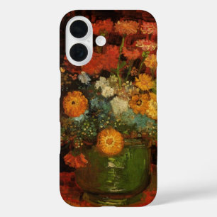 Funda iPhone 16 Jarrón de Naturaleza Muerta con Zinnias por Vincen