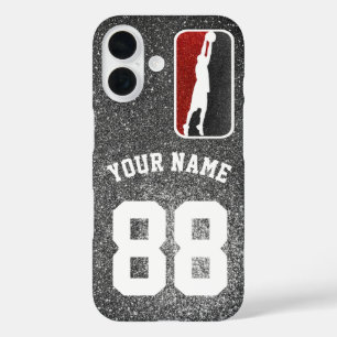 Funda iPhone 16 Jersey del equipo de baloncesto del Purpurina Rojo