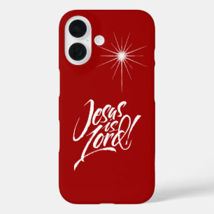 Funda iPhone 16 Jesús es el Señor - Estrella Cristiana Navidad Roj