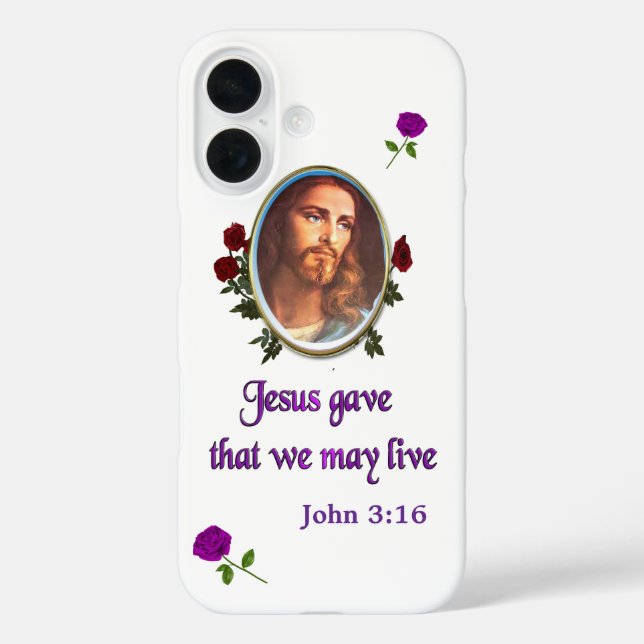 Funda iPhone 16 Jesús Juan 3:16 (Reverso )