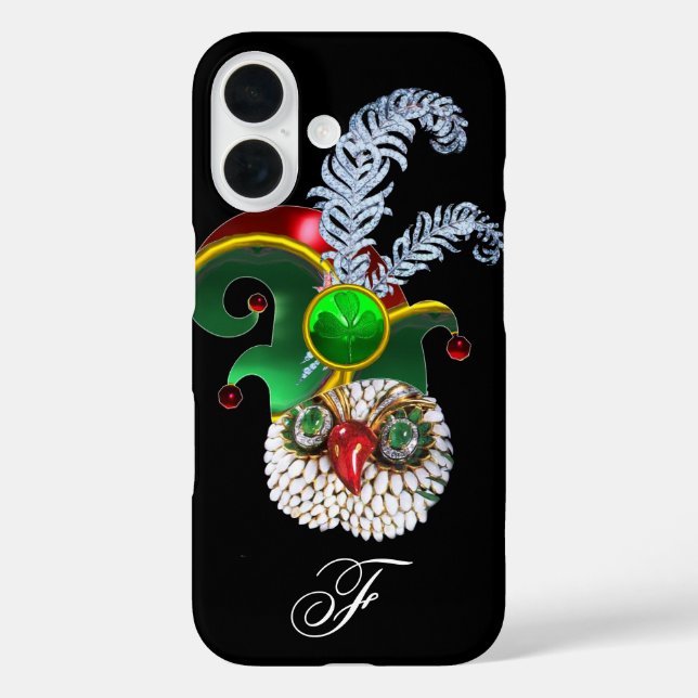 FUNDA iPhone 16 JEWEL OWL, GORRA ELF, CARACTERES DE SHAMROCK Y DIA (Reverso )
