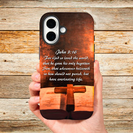 Funda iPhone 16 John 3:16 Dios amó tanto el mundo, linterna