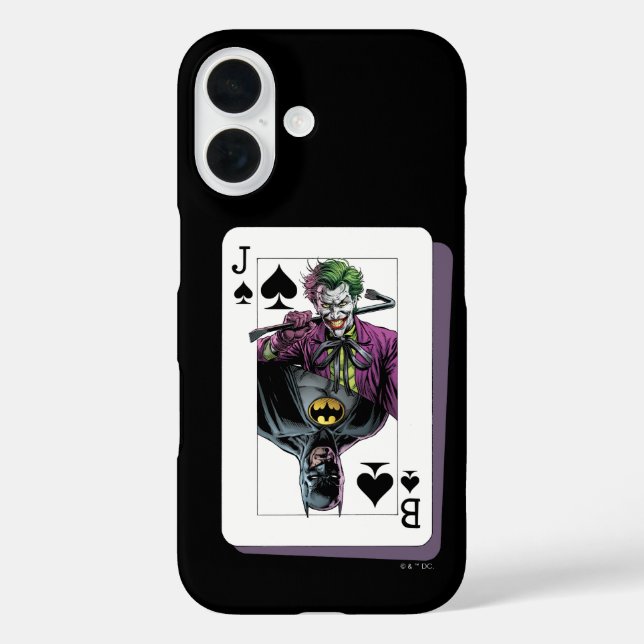 Funda iPhone 16 Joker and Batman Spade Playing Card Illustration (Reverso )