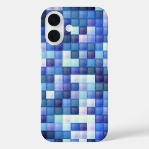 Funda iPhone 16 Juego de video Pixels Blue Square Pattern