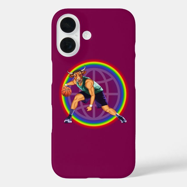 Funda iPhone 16 "Jugador de baloncesto en acción" (Reverso )