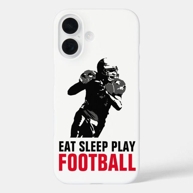Funda iPhone 16 Jugar al sueño arte pop de fútbol blanco y negro (Reverso )
