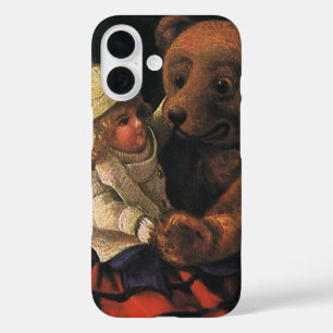 Funda iPhone 16 Juguetes Navideños Antiguos, Muñeca y Oso Teddy