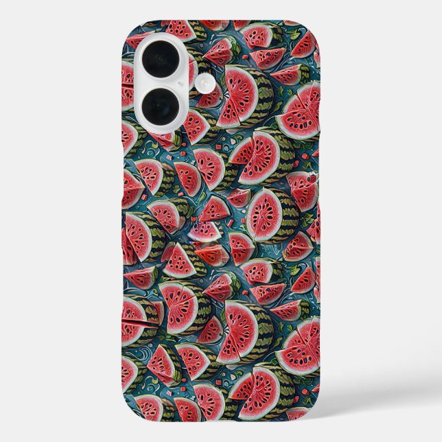 Funda iPhone 16 Juicy Watermelon Pattern Design 1 (Reverso )