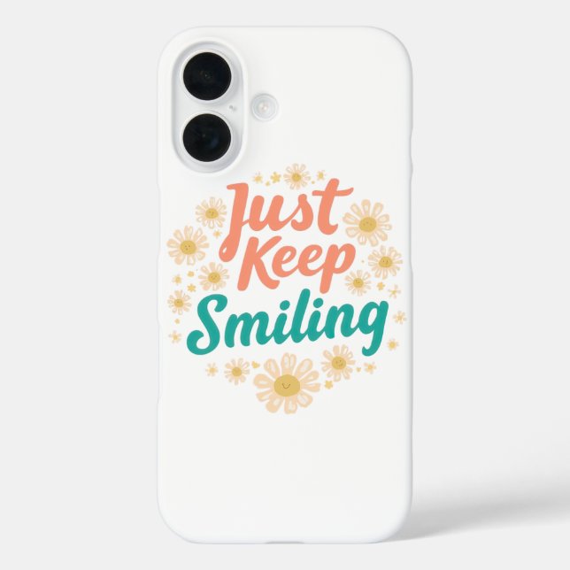 Funda iPhone 16 "Just Keep Smiling" with Cheerful Daisies (Reverso )