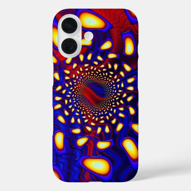 Funda iPhone 16 KaleidoBerries Fractal de vidrio fundido psicodéli (Reverso )