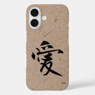 Funda iPhone 16 Kanji japonés para el amor en papel de lavado marr