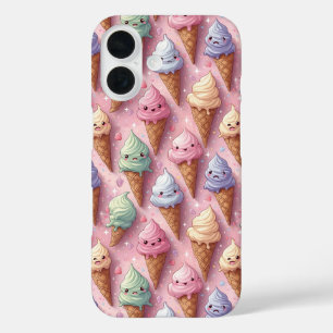 Funda iPhone 16 Kawaii Art Ice Cream Cones