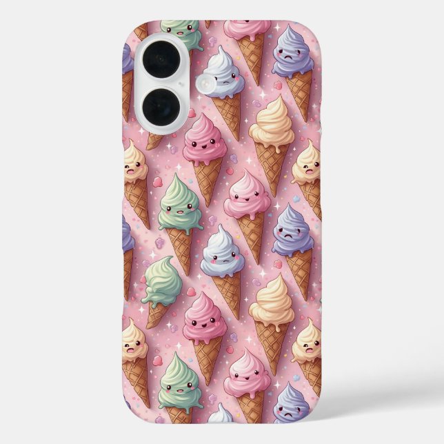 Funda iPhone 16 Kawaii Art Ice Cream Cones (Reverso )