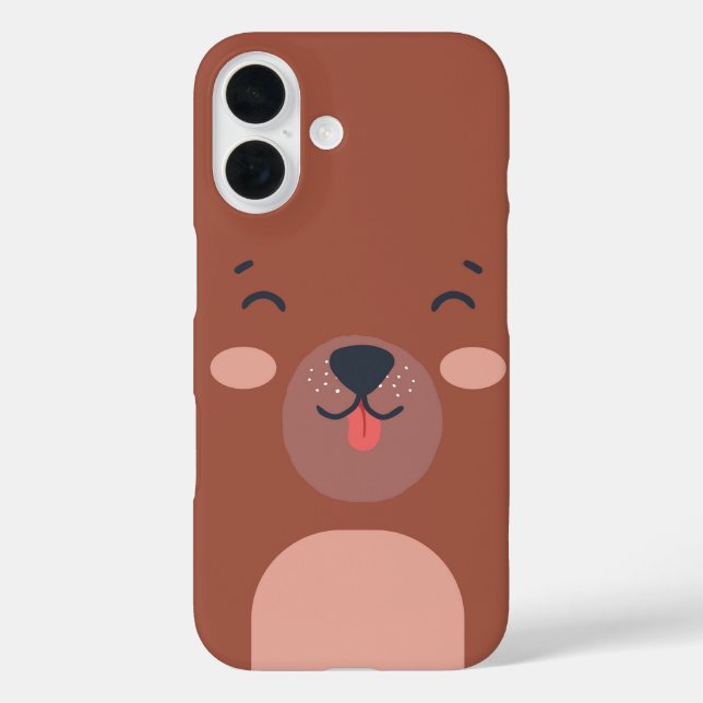 Funda iPhone 16 Kawaii Bear Face Cute Animal (Reverso )