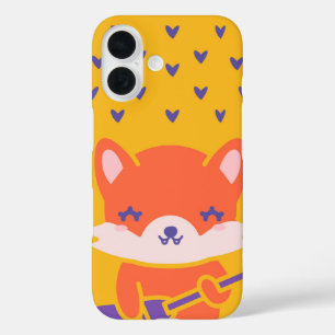 Funda iPhone 16 Kawaii Fox Guitarist Cute Rock Star Animal