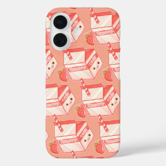 Funda iPhone 16 Kawaii Strawberry Milk Carton - Cute Aesthetic Art