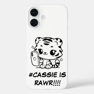 Funda iPhone 16 Kawaii Tiger Selfie Phone Case Nombre personalizad