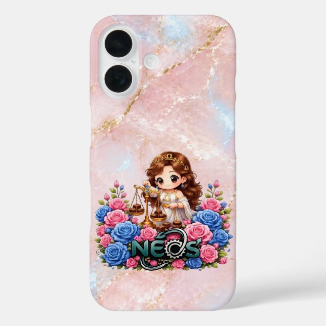 Funda iPhone 16 Kawaii Zodiaco Neos Libra (Reverso )