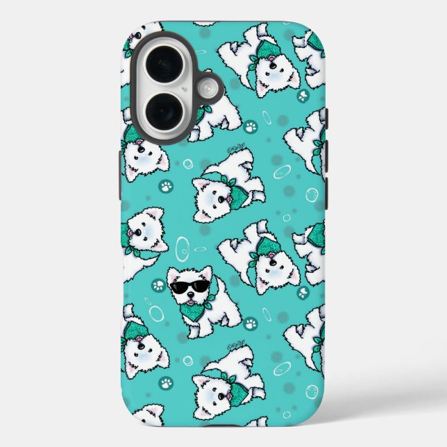 Funda iPhone 16 KiniArt Cutieface Westies (Reverso )