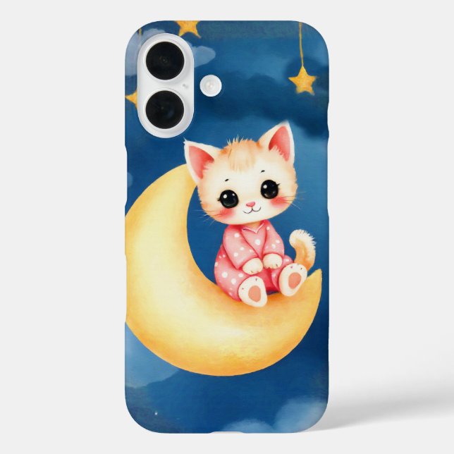 Funda iPhone 16 Kitten Sitting on the Moon (Reverso )