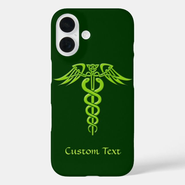 Funda iPhone 16 Knot Caduceus celta verde (Reverso )