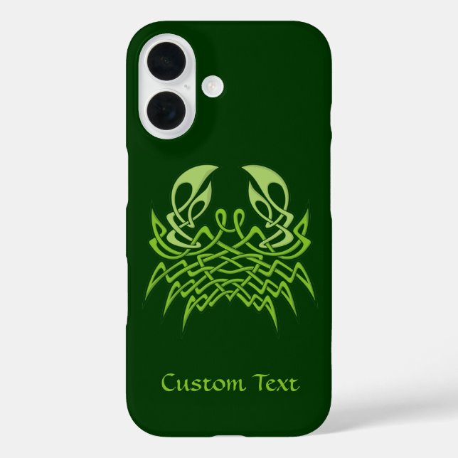 Funda iPhone 16 Knot celta de cangrejo verde (Reverso )