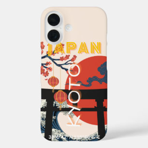 Funda iPhone 16 Kyoto Japón: Arte de viajes, arte de viajes retro