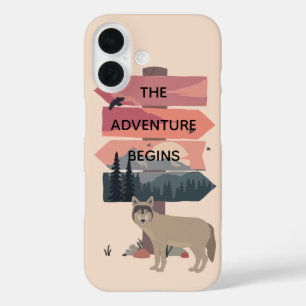 Funda iPhone 16 La aventura comienza el Rótulo de viajes después d